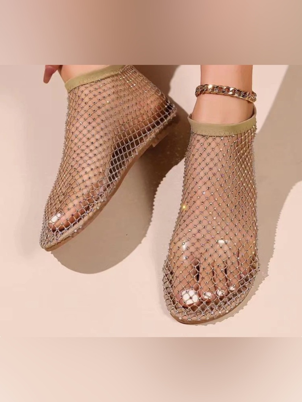 ✨AKIRA Glitter Mesh Ankle Sock Sandals✨